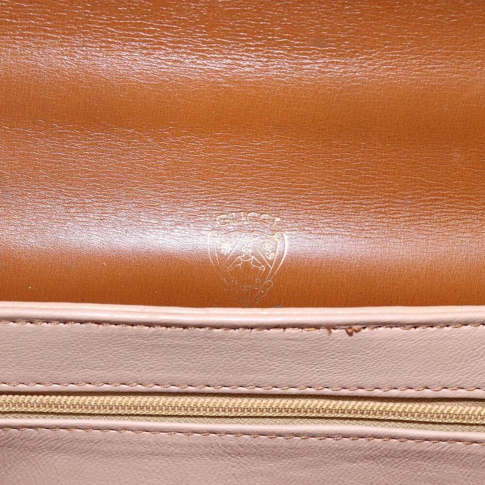 GUCCI Hand Bag Leather Brown Gold Auth 154667 - Picture 10 of 16